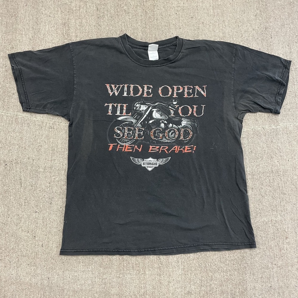 Vintage‎ Sturgis Motorcycle Rally Graphic T-Shirt Men XL Black 2000s Gildan